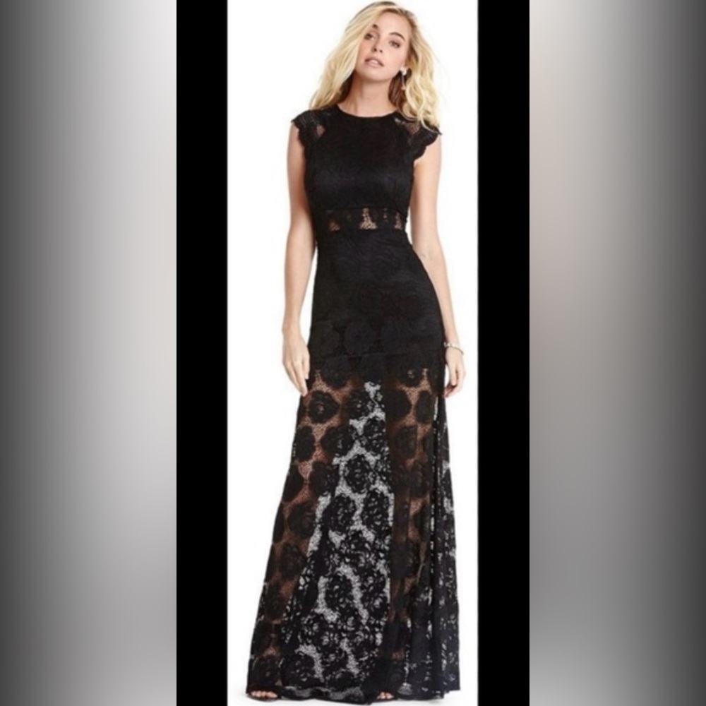 Marciano Maxi Lace Dress, Black Size 2